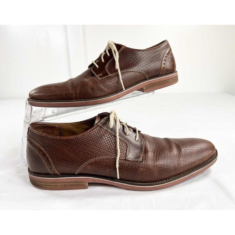 Giorgio Brutini Jeffers 25043 Brown Woven Leather Derby Shoes Men's Size 11 M
